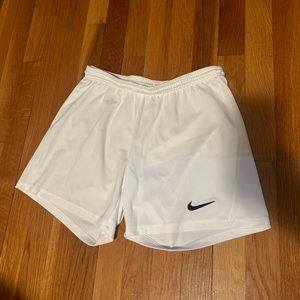 White Nike tie shorts